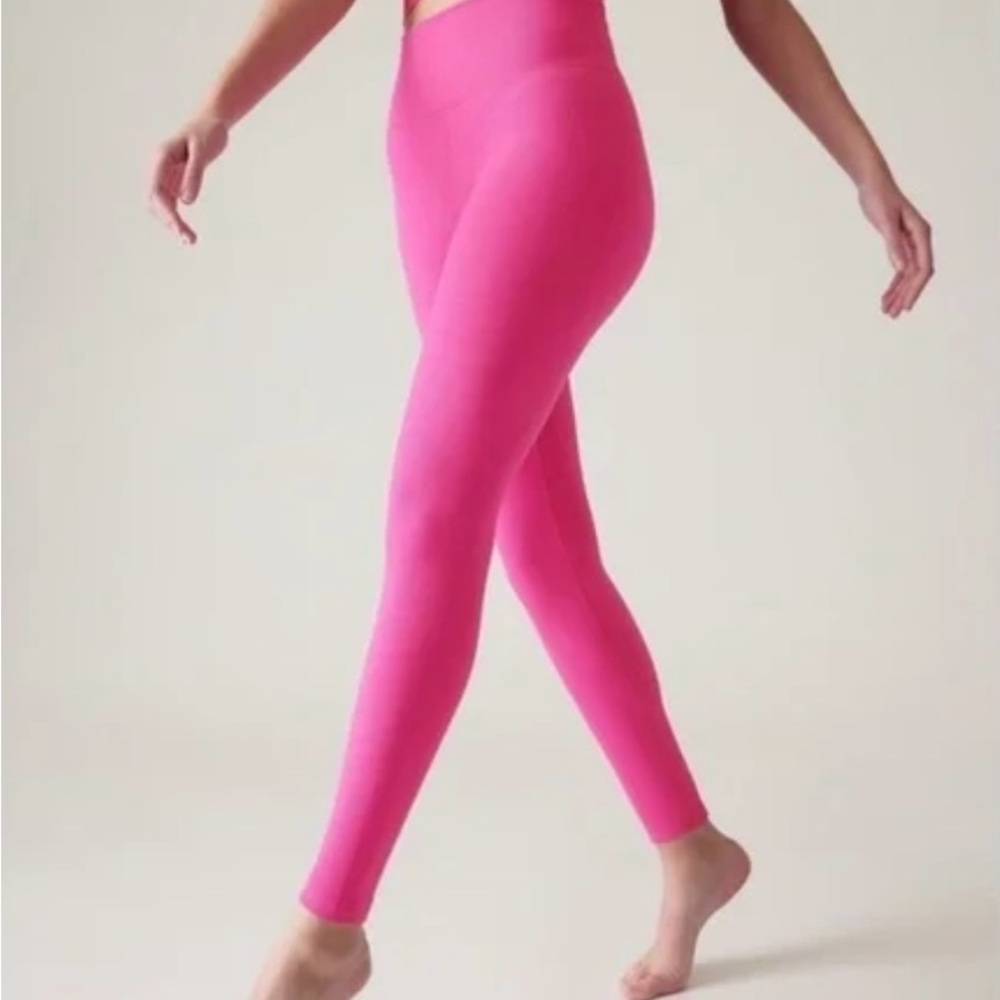 Athleta NWT Hot Pink Aurora Ribbed Seamless Tights Leggings Size Small
